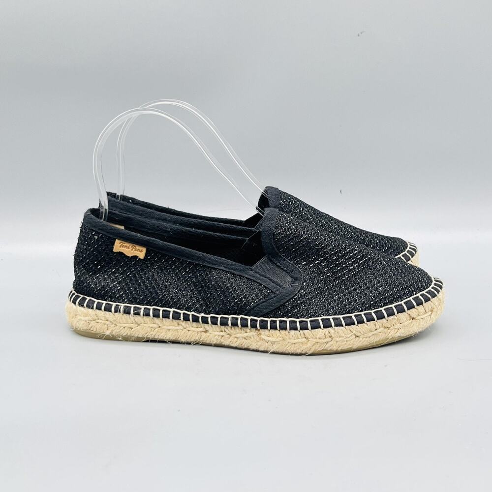 Toni Pons Shoes Womens 7.5 Black Woven Origens Espadrille Flats Slip On Casual